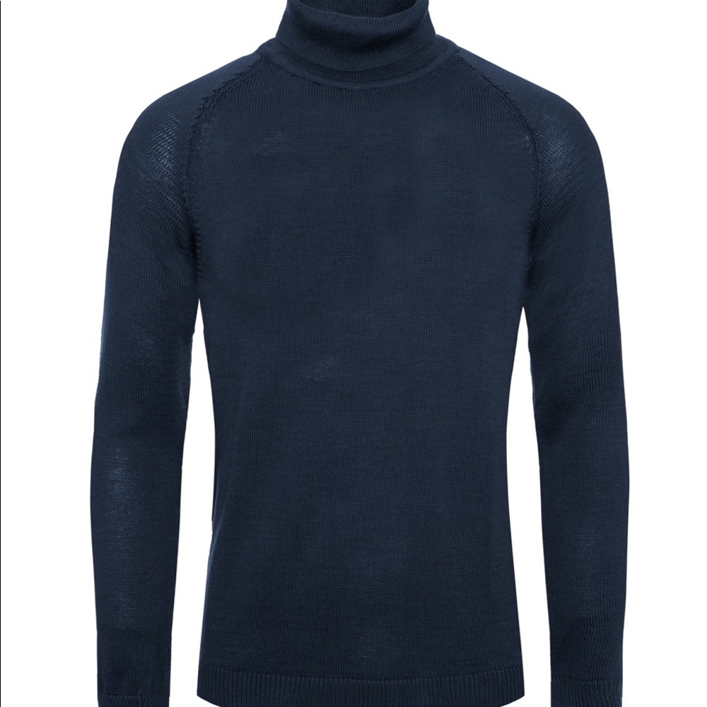 Men’s Premium Navy Blue Slim Fit Knitted Pullover Turtleneck Sweater